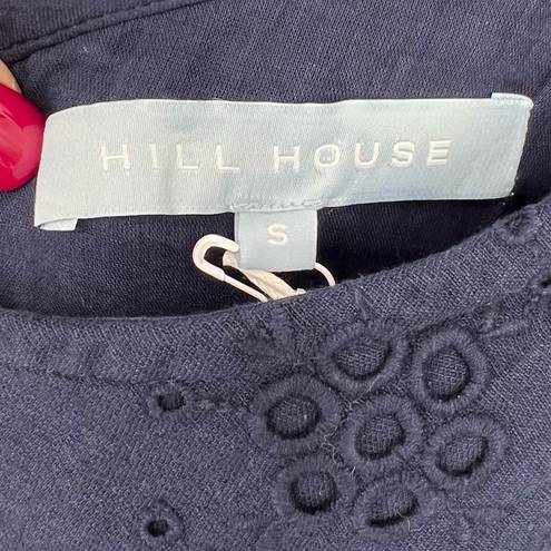 Hill House NWT  Mila Dress One Shoulder Navy Linen Blue Eyelet Sz S