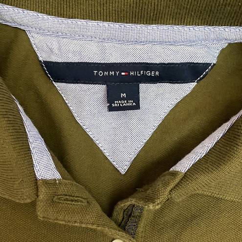 Tommy Hilfiger Olive Green Women’s Short Sleeve Polo Shirt Size Medium *flaw*