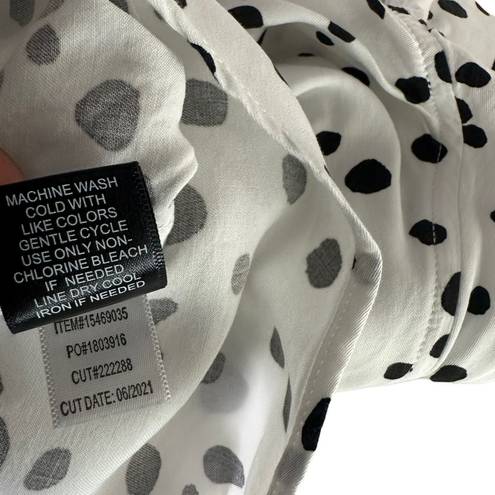 Torrid Womens Black White Polka Dot Blouse Long Sleeve Twill Top Size 1 1X