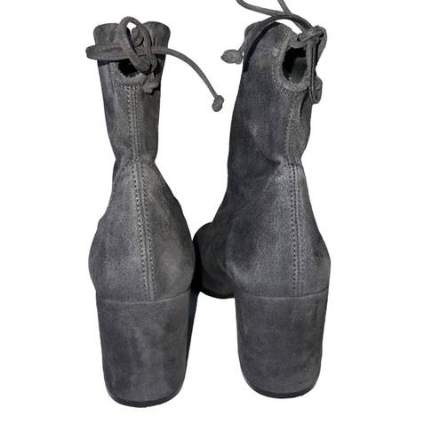 Stuart Weitzman Gray Shorty Suede Ankle Block Heel Booties