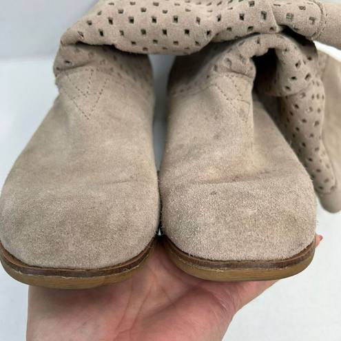 Toms  Boots Size 9 Serra Perforated Suede Leather Slouch Beige Oxford Tan Shoes