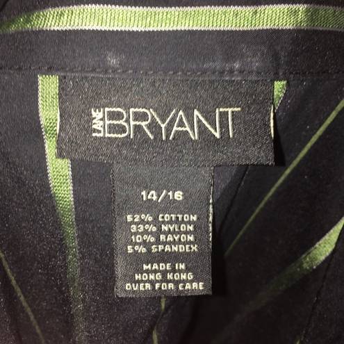 Lane Bryant  black & green stripe button down top, 14/16