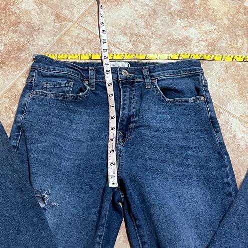 We The Free  People Distressed Skinny Ankle Crop High Rise Jeans Size 30 Blue