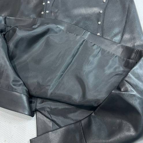 Worthington  Black Faux Leather Silver Stud Detail Skirt