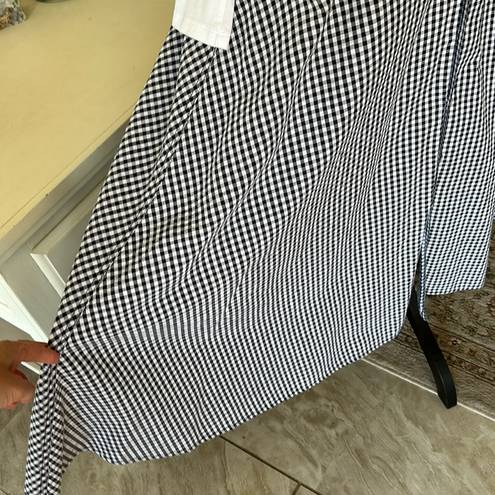 Liz Wear Vtg  gingham black/white button down cotton maxi HR cottage skirt 8