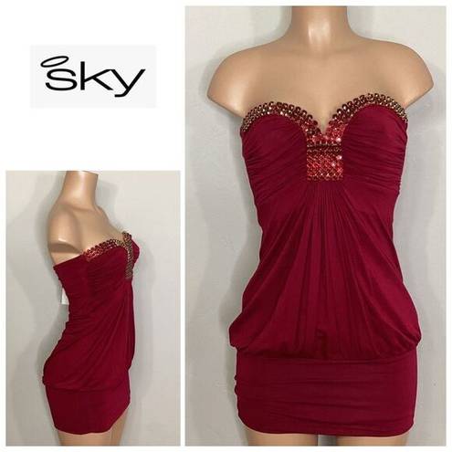 Ruby New. SKY dark red  mini dress. Normally $228