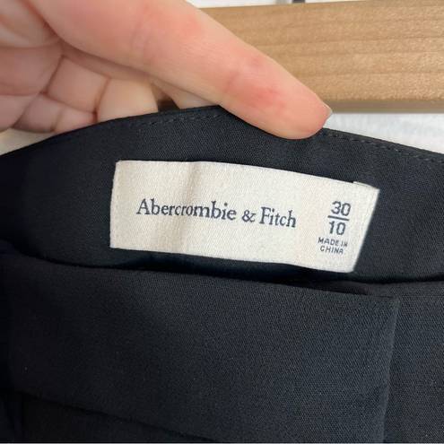 Abercrombie & Fitch Abercrombie A&F Harper Tailored Premium Crepe Black Wide Leg Trouser Pant 30/10