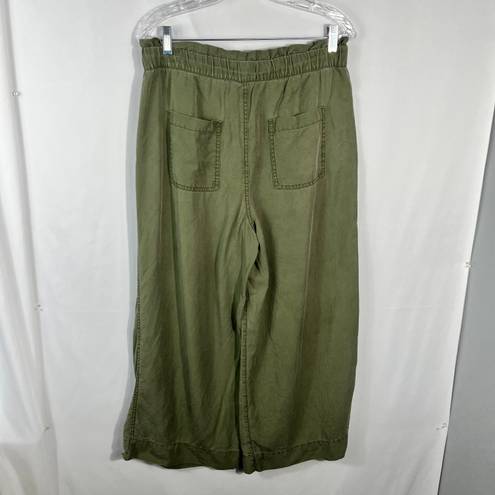 The Loft  Women’s Green Lyocell Lightweight Wide Leg Cropped Paper Bag Pants Medium M