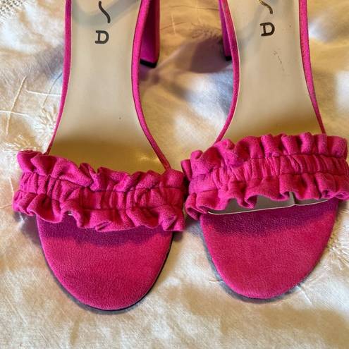 Unisa  Diara Pink High Heel Sandal Shoes W/ Ankle Strap Women’s Size 10 Ruffle