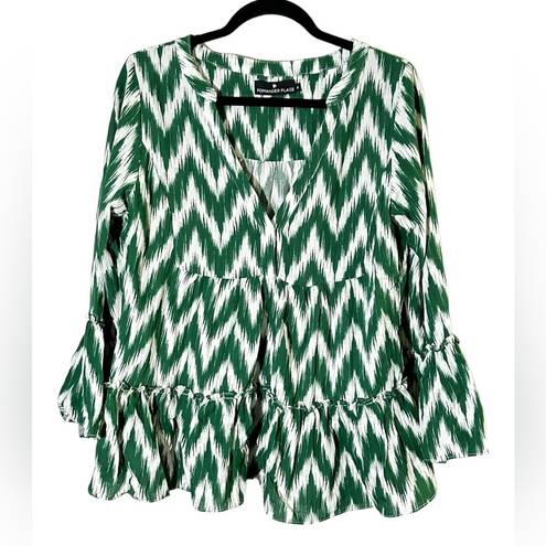 Tuckernuck  Pomander Place Chevron Print Tiered Ruffle Blouse