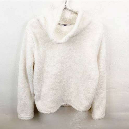 Joy Lab Medium Fluffy White Cowl Neck Sherpa Fleece Sweatshirt