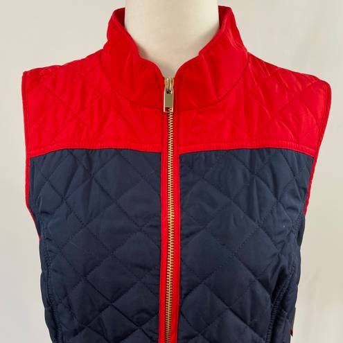 Charter Club New  Colorblocked Quilted Vest Full Zip Navy Blue Red