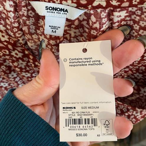 Sonoma NWT  Paisley Floral Red Tank size Medium Brand New