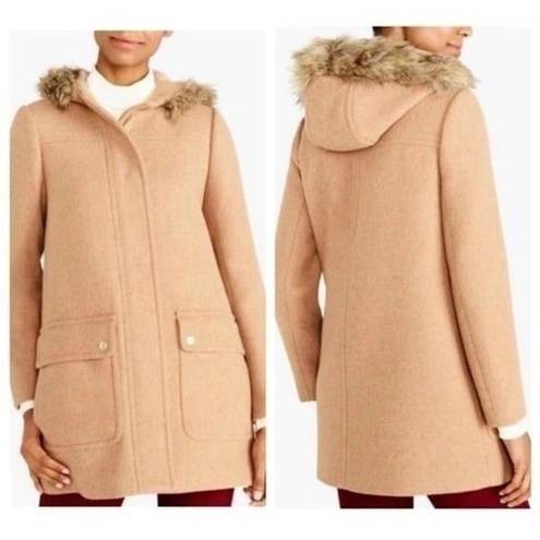 J.Crew  New Chateau Parka Wool Blend Coat Hooded Faux Fur Jacket Size 10