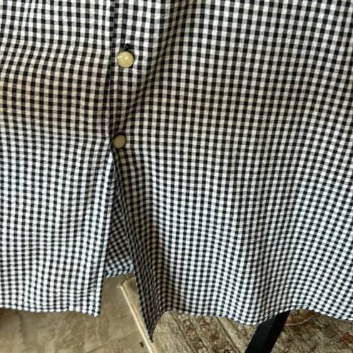 Liz Wear Vtg  gingham black/white button down cotton maxi HR cottage skirt 8