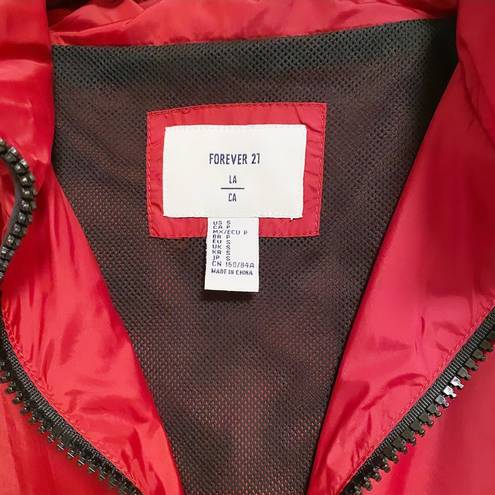 Forever 21 | Red and Black Windbreaker with  Attached Stow Away Hood Small