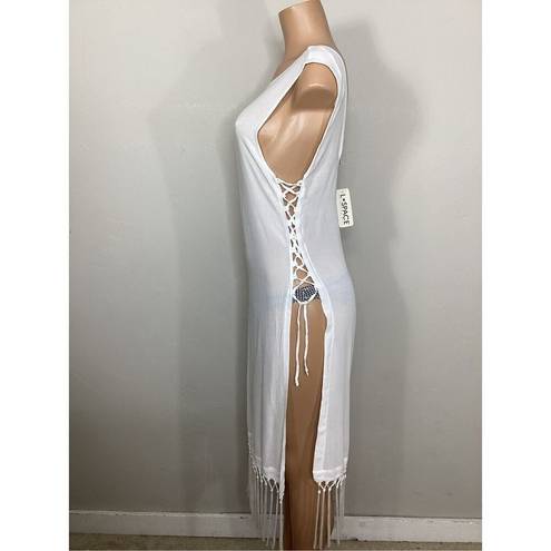 l*space New. L* white fringe lace up cover up. Small. Retails$99