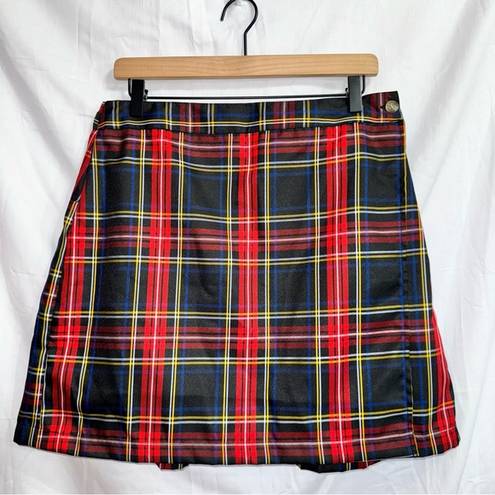 Sim & Sam  Pleated Plaid High Waisted A-line Mini Skirt size large