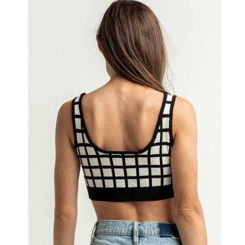 West of Melrose  Plaid Love Women’s Crop Tank Black & White Women’s Large