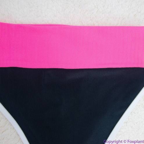 Beach Riot NEW  Emmy Bottom In Black Neon Pink Colorblock, XS