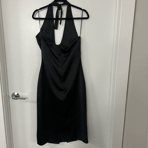 Jason Wu  Satin $300 Large Halter Midi Dress- Black NWT