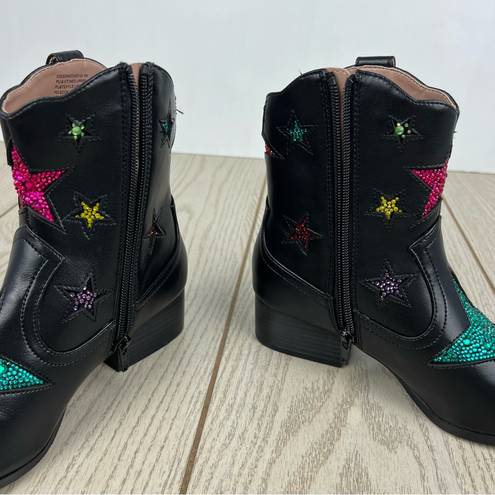 Betsey Johnson  Edison Women's Rhinestone Stars Western Boots 6 Black Multi $169