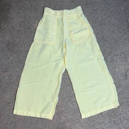 Young Fabulous and Broke Young Fabulous Broke YFB Sailor Linen Wide Leg Cropped High Rise Pant Yellow S