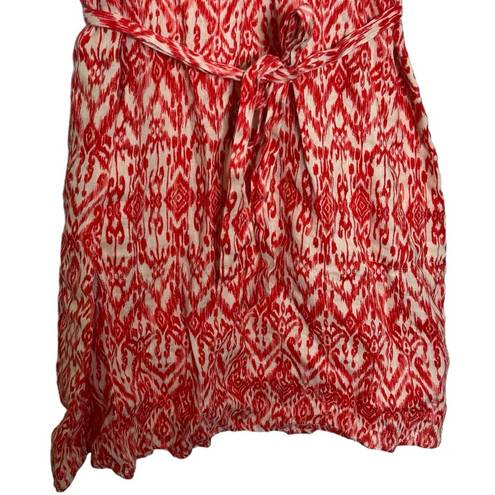 Cynthia Rowley  Red Belted Sleeveless 100% Linen Knee Length Dress Size 12 New