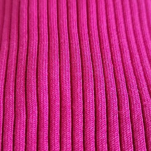 August Silk  Barbie Pink Ribbed Keyhole 3/4 Sleeve Women's Blouse Size Large