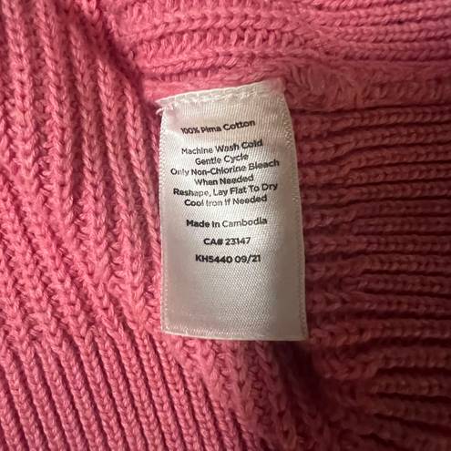 Talbots Pink Colorblock Shaker Stitch V Neck Button Down Cardigan Sweater