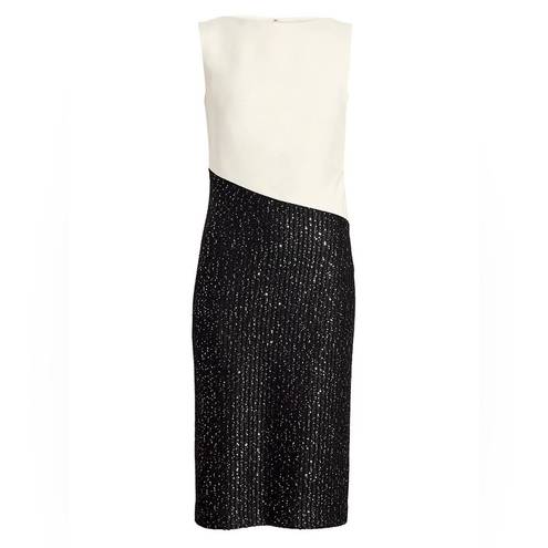 St. John  Colorblock Tuxedo Bodice Dress w/Sequin Ribbed Knit, Size 10 NWT $1395