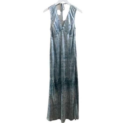 ALLSAINTS NEW $429  Blue Lace Printed Silk Maxi Slip Dress