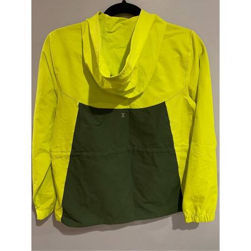 Xersion High Visibility Rain Jacket--NEW Green 2 Tone w/Hood Zipper L/S XSmall