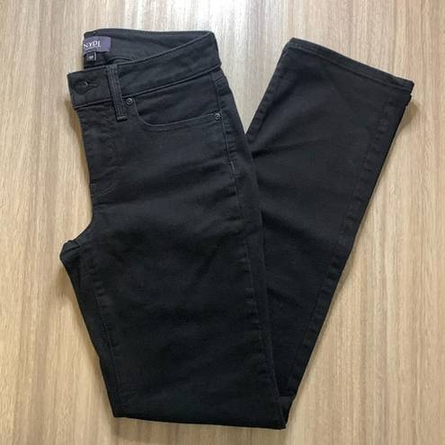 NYDJ  Black Marilyn Straight Denim Jeans Size 0 Petite