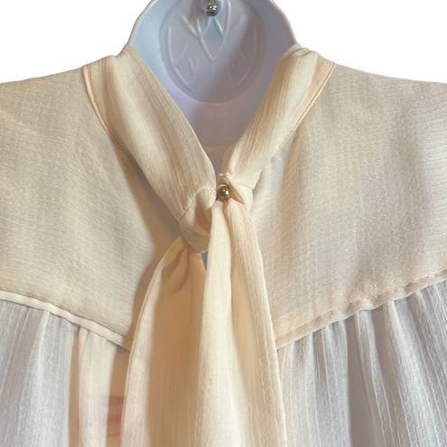 Who What Wear Who Wore What NWT Cream Semi Sheer Back Tie Blouse Sz L