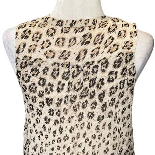 Joie  Corie Leopard Print Sleeveless Silk Tank Blouse Size Medium