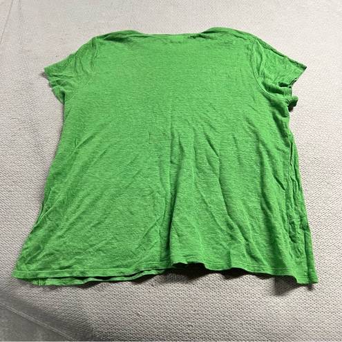 J.Jill  Love Linen Green Short Sleeve Crewneck 100% Linen T-Shirt XLarge EUC