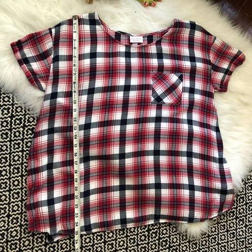 Isabel Maternity  Red Plaid Short Sleeve Top