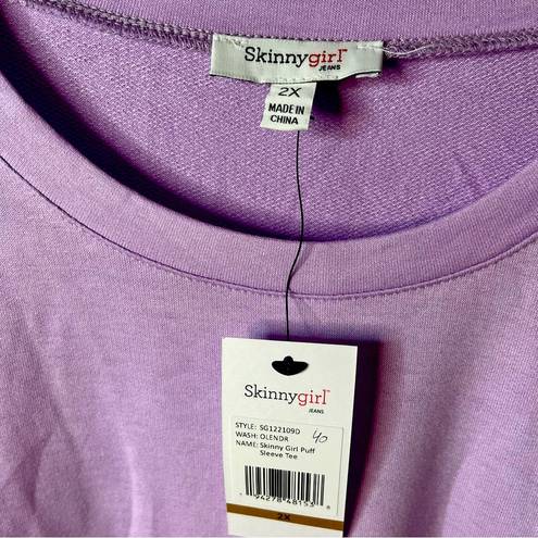 Skinny Girl  Soft Stretchy Purple Puff Sleeve Tee Size 2X New!