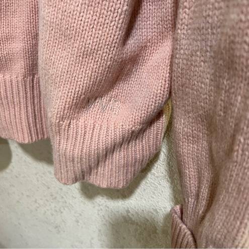 Victoria Beckham VICTORIA  Pale Pink Oversized Wool Funnel Neck Chunky Sweater L