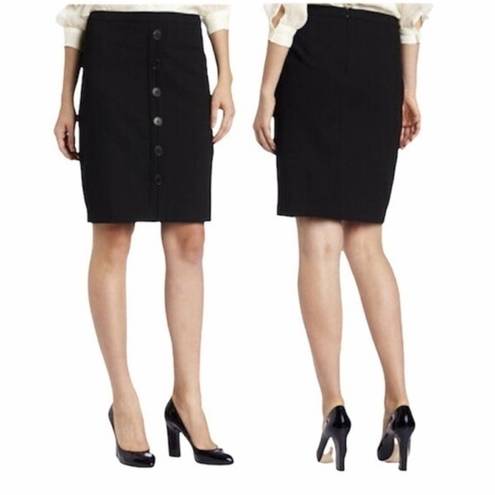 Trina Turk  Button Front Black Pencil Skirt Size 6