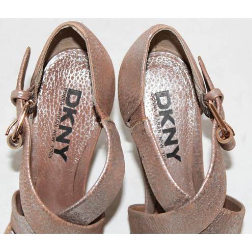 DKNY  Harlow Henna Pink Leather Open Toe Heel 6.5 M