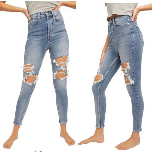 We The Free Free People  Phoenix Ripped Skinny Jeans size 24 Blue 🆕