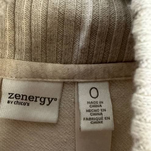 Chico's  Zenergy Beige Cotton Full Zip Poncho Sweater Size 0 (Small) oversized