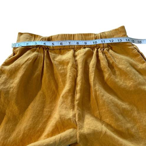 Lou & grey  for Loft women's size medium linen mustard yellow cropped wide leg