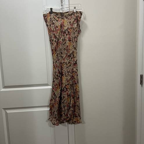 Polo FLAWED  Ralph Lauren Brown Floral Midi Skirt Size 6 US $298