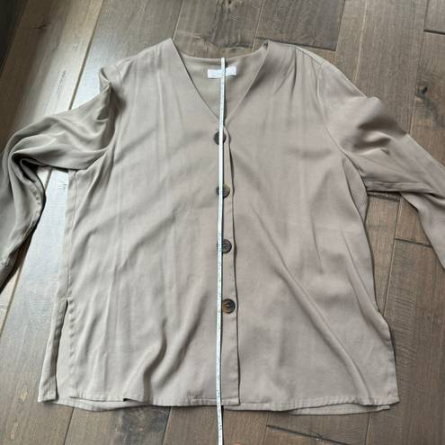 Oak + Fort  Button Down V-Neck Long Sleeve Shirt