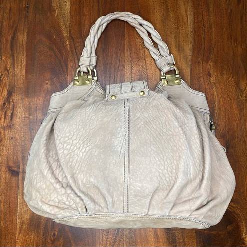 Twisted rafe New York Nubuck Leather Satchel Large  Handle Purse Handbag Beige