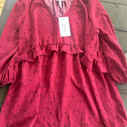 Isabel Maternity  NEW Maroon printed puffy sleeve flared top size Medium