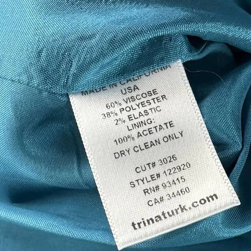 Trina Turk  Womens Turquoise Mini Pencil Skirt Lined Size 2